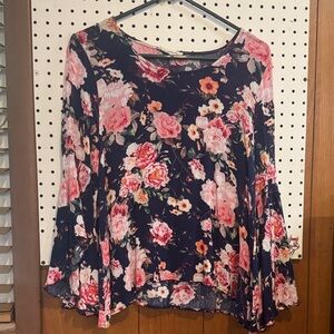 Twelve months Elegant Floral Women's Blouse in Navy and Pink